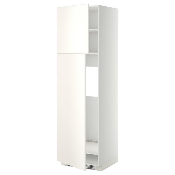 METOD high cabinet for fridge w 2 doors, white/Veddinge white, 60x60x200 cm