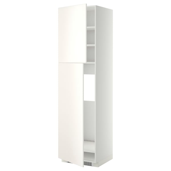 METOD - METOD High cabinet for fridge w 2 doors, white/Veddinge white, 60x60x220 cm