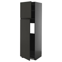 METOD high cabinet for fridge w 2 doors, black-grey/Upplöv matt anthracite, 60x60x200 cm