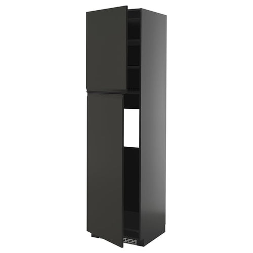 METOD Fridge cabinet/2 doors, black-grey/Upplöv anthracite matt, 60x60x220 cm