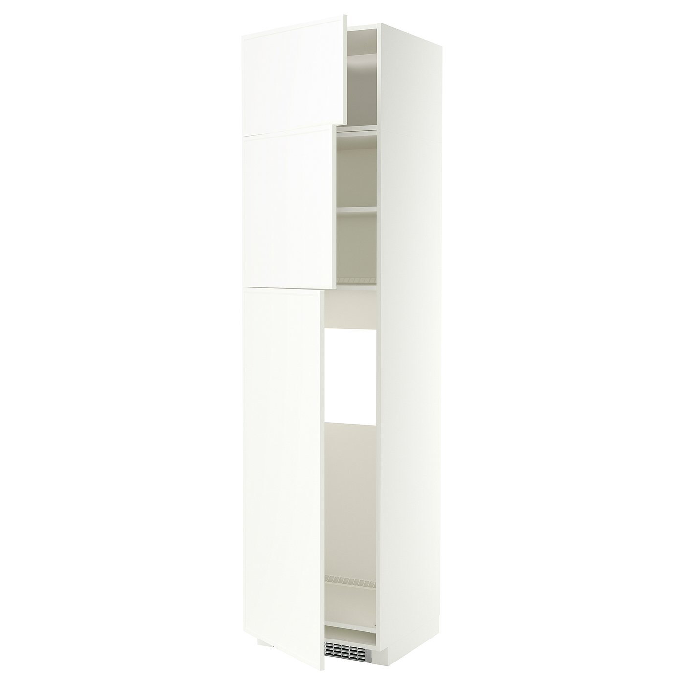 METOD high cab for fridge with 3 doors, white/Aspudden matt white, 60x60x240 cm