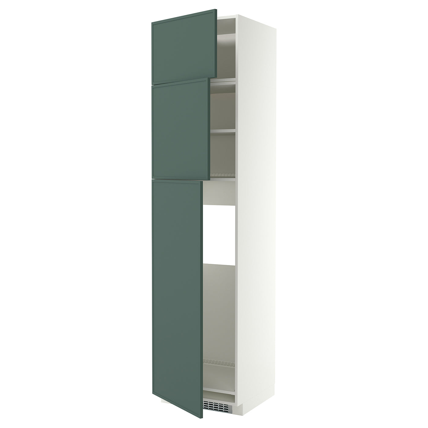 METOD high cab for fridge with 3 doors, white/Aspudden dark grey-green, 60x60x240 cm