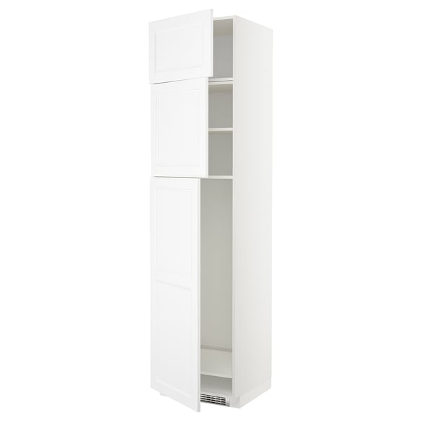 METOD - High cab for fridge with 3 doors, white/Axstad matt white , 60x60x240 cm