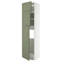 METOD high cab for fridge with 3 doors, white/Axstad grey-green, 60x60x240 cm