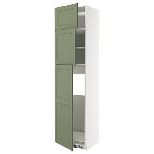 METOD - METOD High cab for fridge with 3 doors, white/Axstad grey-green, 60x60x240 cm