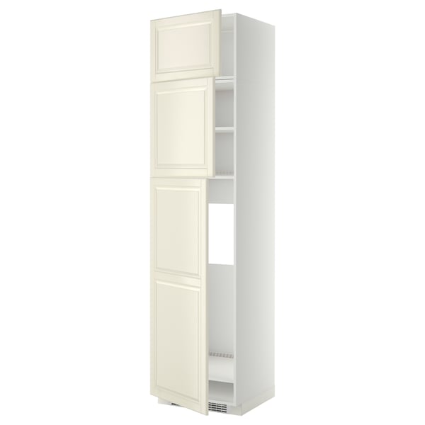 METOD high cab for fridge with 3 doors, white/Bodbyn off-white, 60x60x240 cm