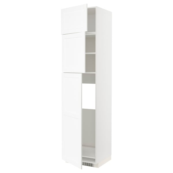 METOD - METOD High cab for fridge with 3 doors, white Enköping/white wood effect, 60x60x240 cm