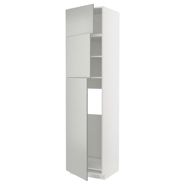 Ikea METOD - High cab for fridge with 3 doors, white/Havstorp light grey, 60x60x240 cm