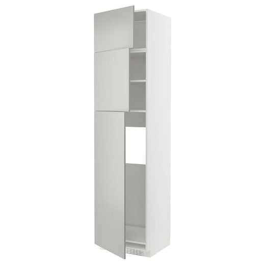 METOD high cab for fridge with 3 doors, white/Havstorp light grey, 60x60x240 cm