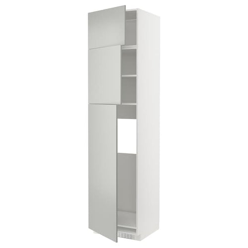 METOD - METOD High cab for fridge with 3 doors, white/Havstorp light grey, 60x60x240 cm