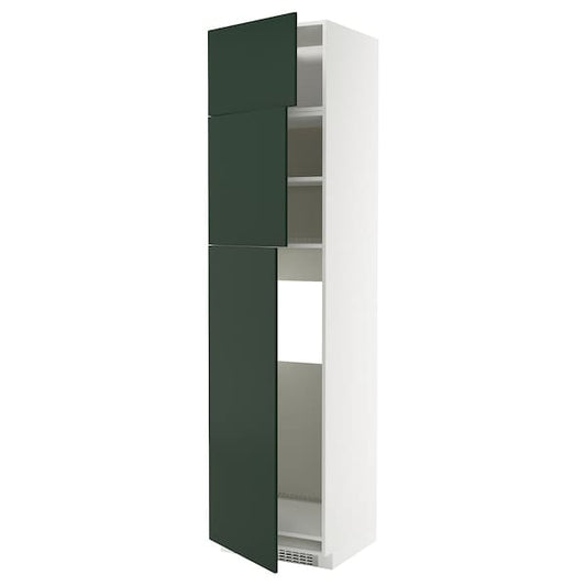 Ikea METOD - High cab for fridge with 3 doors, white/Havstorp deep green, 60x60x240 cm