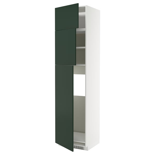 METOD high cab for fridge with 3 doors, white/Havstorp deep green, 60x60x240 cm