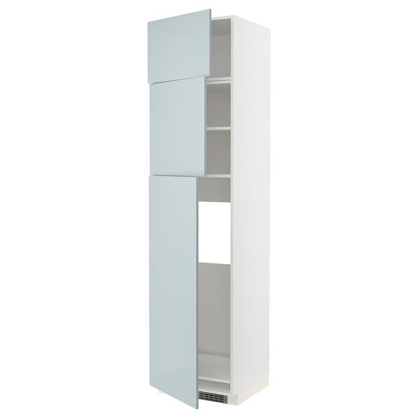 METOD - High cab for fridge with 3 doors, white/Kallarp light grey-blue , 60x60x240 cm