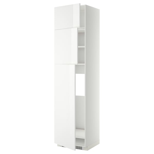 METOD high cab for fridge with 3 doors, white/Ringhult white, 60x60x240 cm