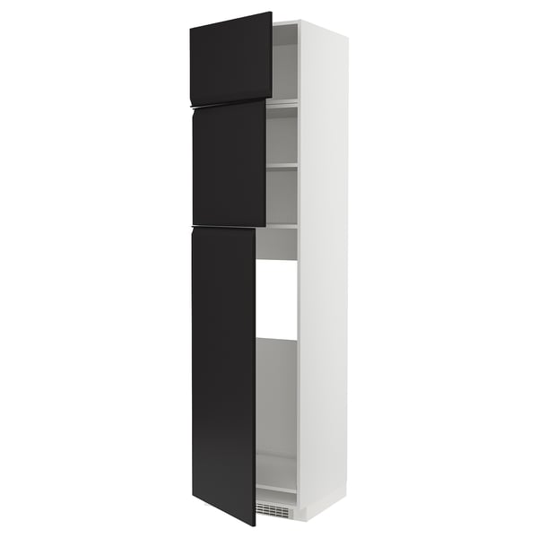 METOD - High cab for fridge with 3 doors, white/Upplöv matt anthracite , 60x60x240 cm