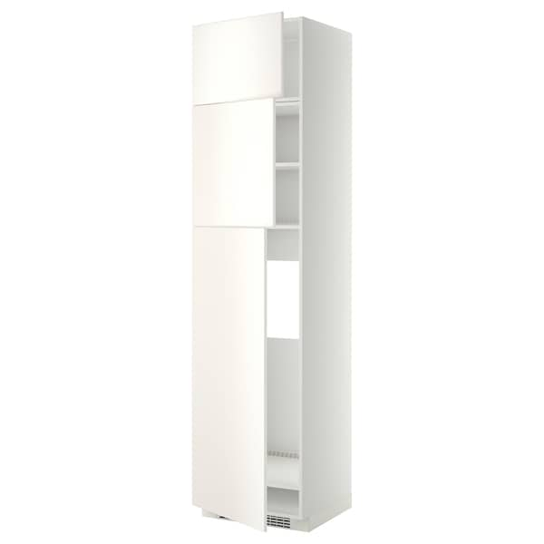 METOD - High cab for fridge with 3 doors, white/Veddinge white , 60x60x240 cm