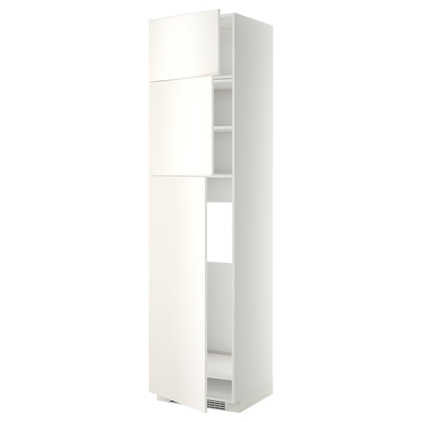 METOD high cab for fridge with 3 doors, white/Veddinge white, 60x60x240 cm
