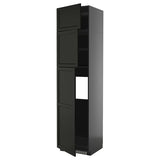 METOD high cab for fridge with 3 doors, black-grey/Lerhyttan black stained, 60x60x240 cm