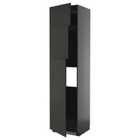 METOD high cab for fridge with 3 doors, black-grey/Nickebo matt anthracite, 60x60x240 cm