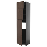 METOD high cab for fridge with 3 doors, black-grey/Sinarp brown, 60x60x240 cm