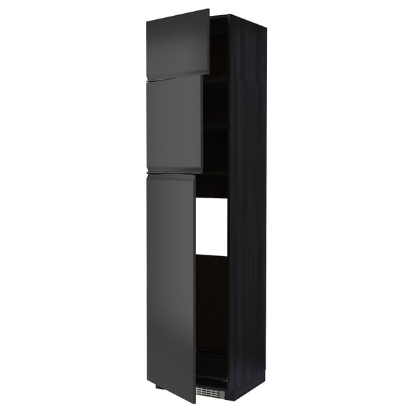 METOD high cab for fridge with 3 doors, black/Upplöv matt anthracite, 60x60x240 cm