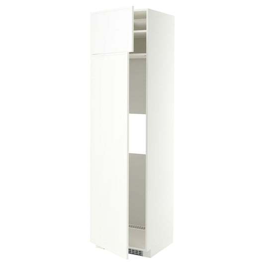 METOD hi cab f fridge or freezer w 2 drs, white/Aspudden matt white, 60x60x220 cm