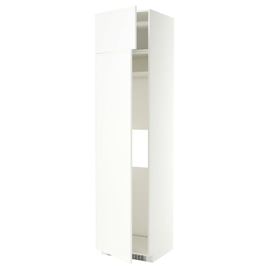 METOD hi cab f fridge or freezer w 2 drs, white/Aspudden matt white, 60x60x240 cm