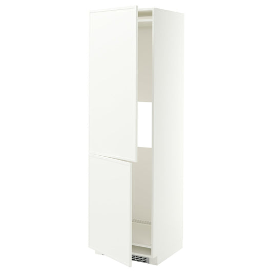 METOD hi cab f fridge or freezer w 2 drs, white/Aspudden matt white, 60x60x200 cm