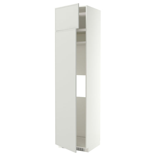 METOD hi cab f fridge or freezer w 2 drs, white/Aspudden light grey, 60x60x240 cm