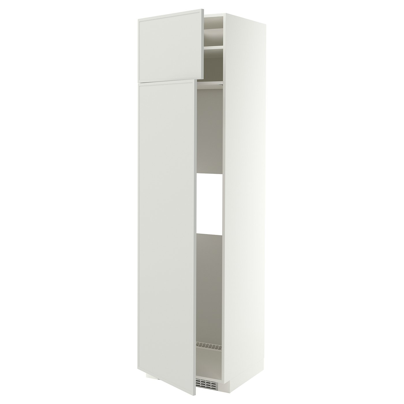 METOD hi cab f fridge or freezer w 2 drs, white/Aspudden light grey, 60x60x220 cm