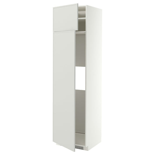 METOD hi cab f fridge or freezer w 2 drs, white/Aspudden light grey, 60x60x220 cm