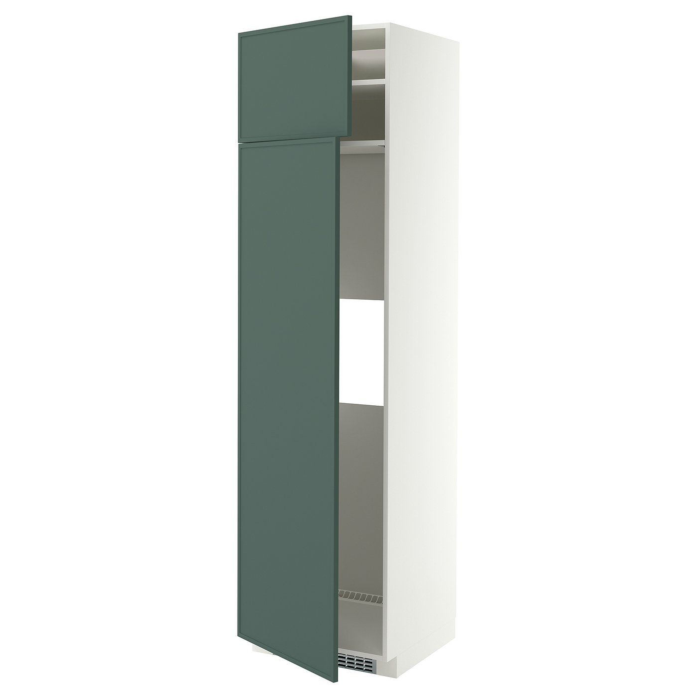 METOD hi cab f fridge or freezer w 2 drs, white/Aspudden dark grey-green, 60x60x220 cm