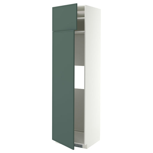 METOD hi cab f fridge or freezer w 2 drs, white/Aspudden dark grey-green, 60x60x220 cm