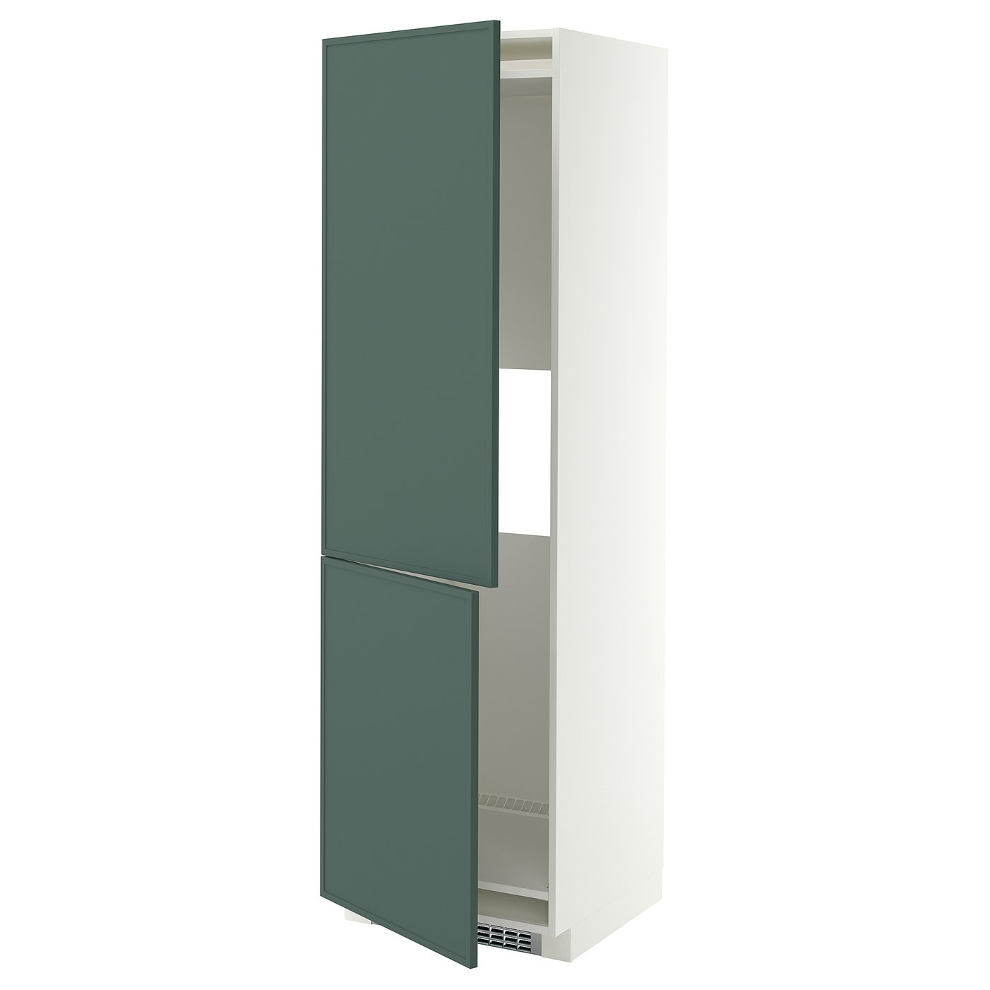 METOD hi cab f fridge or freezer w 2 drs, white/Aspudden dark grey-green, 60x60x200 cm
