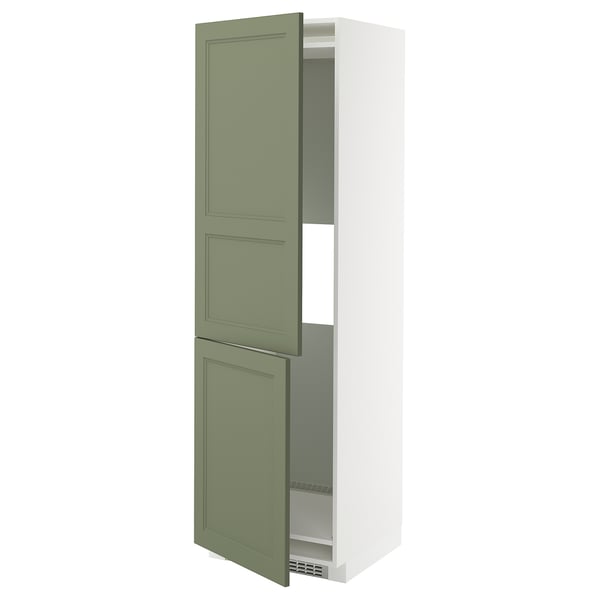METOD hi cab f fridge or freezer w 2 drs, white/Axstad grey-green, 60x60x200 cm