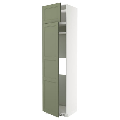METOD - METOD Hi cab f fridge or freezer w 2 drs, white/Axstad grey-green, 60x60x240 cm