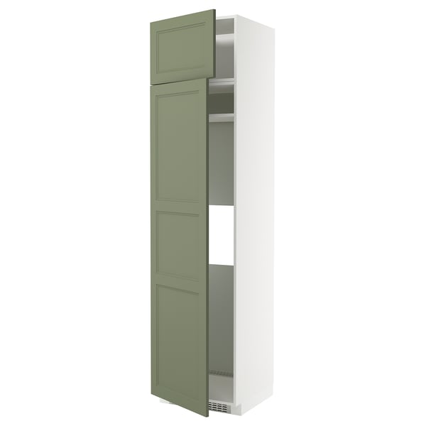 METOD - METOD Hi cab f fridge or freezer w 2 drs, white/Axstad grey-green, 60x60x240 cm