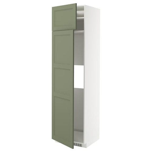 METOD - METOD Hi cab f fridge or freezer w 2 drs, white/Axstad grey-green, 60x60x220 cm