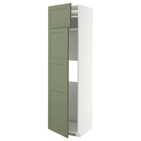 METOD hi cab f fridge or freezer w 2 drs, white/Axstad grey-green, 60x60x220 cm
