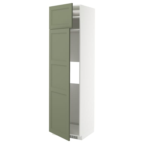 METOD - Hi cab f fridge or freezer w 2 drs, white/Axstad grey-green, 60x60x220 cm