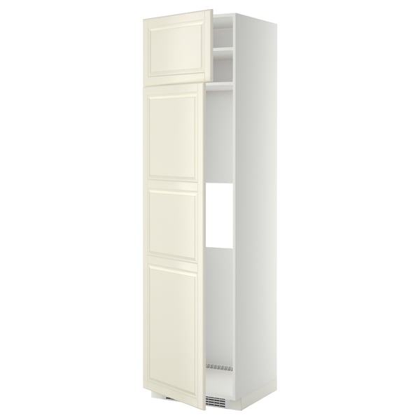 METOD hi cab f fridge or freezer w 2 drs, white/Bodbyn off-white, 60x60x220 cm