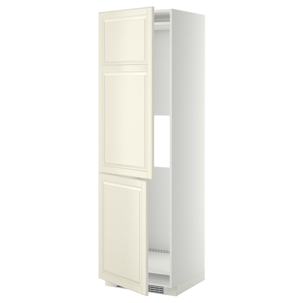 METOD hi cab f fridge or freezer w 2 drs, white/Bodbyn off-white, 60x60x200 cm