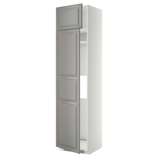 METOD - Hi cab f fridge or freezer w 2 drs, white/Bodbyn grey , 60x60x240 cm