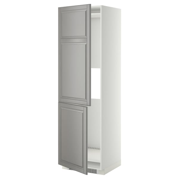METOD - METOD Hi cab f fridge or freezer w 2 drs, white/Bodbyn grey, 60x60x200 cm