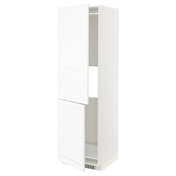 METOD hi cab f fridge or freezer w 2 drs, white Enköping/white wood effect, 60x60x200 cm