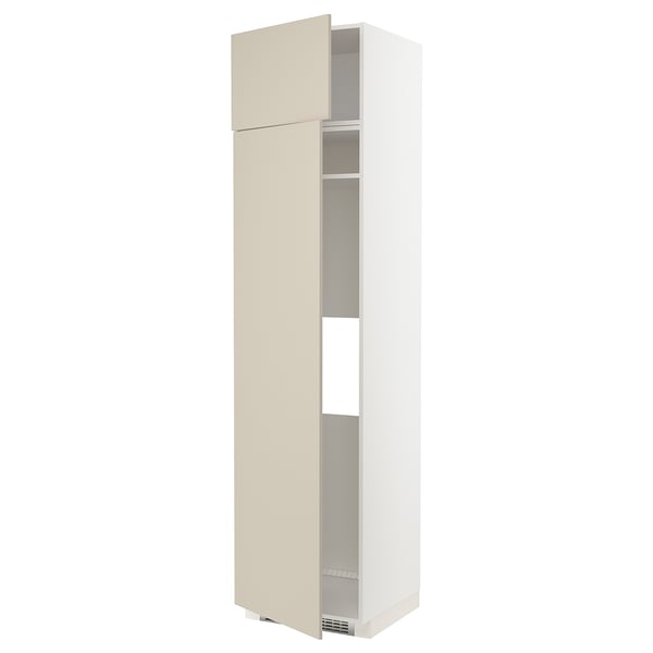 METOD - Hi cab f fridge or freezer w 2 drs, white/Havstorp beige , 60x60x240 cm
