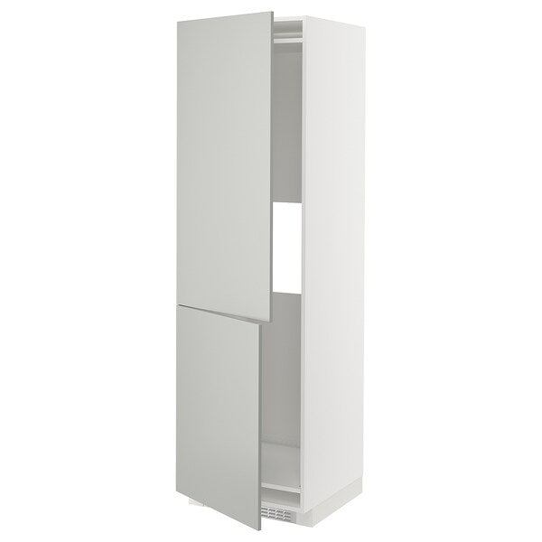 METOD - Hi cab f fridge or freezer w 2 drs, white/Havstorp light grey, 60x60x200 cm