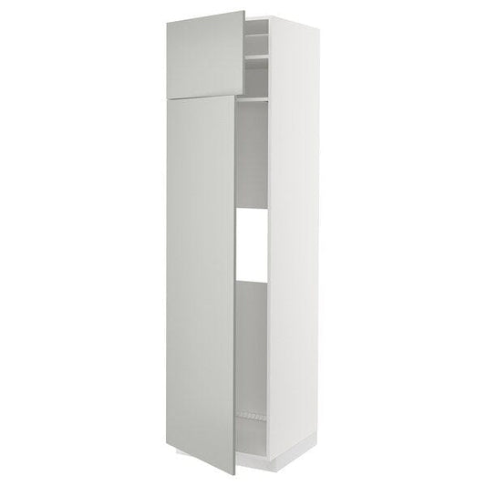 Ikea METOD - Hi cab f fridge or freezer w 2 drs, white/Havstorp light grey, 60x60x220 cm