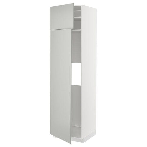 METOD - METOD Hi cab f fridge or freezer w 2 drs, white/Havstorp light grey, 60x60x220 cm