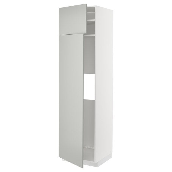 METOD - Hi cab f fridge or freezer w 2 drs, white/Havstorp light grey, 60x60x220 cm